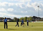 2 May 2021; Typhoons players warm-up before the Arachas Super 50 Cup 2021 match between Typhoons and Scorchers at Pembroke Cricket Club in Dublin. Photo by Seb Daly/Sportsfile