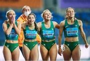 2 May 2021; The Ireland women's relay team, from left,Aoife Lynch, Kate Doherty, Sarah Quinn and Sophie Becker after finishing second in their 4x200 metre final during the IAAF World Athletics Relays at the Merchant Slaski Stadium in Chorzow, Poland. Photo by Radoslaw Jozwiak/Sportsfile