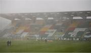 3 May 2021; A view of weather conditions as Shamrock Rovers players warm-up before the SSE Airtricity League Premier Division match between Shamrock Rovers and Waterford at Tallaght Stadium in Dublin. Photo by Seb Daly/Sportsfile
