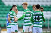 3 May 2021; Gary O'Neill of Shamrock Rovers, left, is congratulated by team-mates after scoring their side's second goal during the SSE Airtricity League Premier Division match between Shamrock Rovers and Waterford at Tallaght Stadium in Dublin. Photo by Seb Daly/Sportsfile