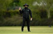2 May 2021; Umpire Azam Ali Baig during the Arachas Super 50 Cup 2021 match between Typhoons and Scorchers at Pembroke Cricket Club in Dublin. Photo by Seb Daly/Sportsfile