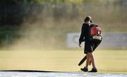 1 May 2021; A groundskeeper tends to the crease after the day's play in the Inter-Provincial Cup 2021 match between Leinster Lightning and North West Warriors at Pembroke Cricket Club in Dublin. Photo by Brendan Moran/Sportsfile