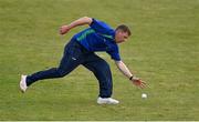 1 May 2021; Craig Young of North West Warriors during the Inter-Provincial Cup 2021 match between Leinster Lightning and North West Warriors at Pembroke Cricket Club in Dublin. Photo by Brendan Moran/Sportsfile