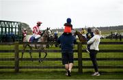 3 May 2021; A family looks on as Wee Pablo, with Dylan McMonagle up, prepares to run in the AES Bord na Mona Apprentice Handicap at The Curragh Racecourse in Kildare. Photo by Harry Murphy/Sportsfile