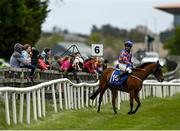 3 May 2021; Jockey Rory Cleary, riding The Blue Garter, speaks to punters at the start of the Sentinel Ireland Handicap at The Curragh Racecourse in Kildare. Photo by Harry Murphy/Sportsfile