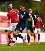 3 May 2021; Robbie McCourt of Sligo Rovers is tackled by Ronan Coughlan of St Patrick's Athletic during the SSE Airtricity League Premier Division match between Sligo Rovers and St Patrick's Athletic at The Showgrounds in Sligo. Photo by Eóin Noonan/Sportsfile