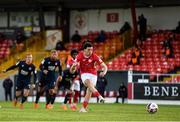 3 May 2021; Jordan Gibson of Sligo Rovers scores his side's first goal from a penalty during the SSE Airtricity League Premier Division match between Sligo Rovers and St Patrick's Athletic at The Showgrounds in Sligo. Photo by Eóin Noonan/Sportsfile