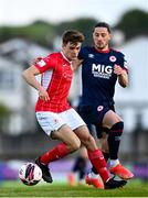 3 May 2021; Niall Morahan of Sligo Rovers in action against Ronan Coughlan of St Patrick's Athletic during the SSE Airtricity League Premier Division match between Sligo Rovers and St Patrick's Athletic at The Showgrounds in Sligo. Photo by Eóin Noonan/Sportsfile