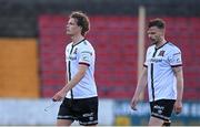 3 May 2021; Daniel Cleary, left, and Andy Boyle of Dundalk following their side's draw in the SSE Airtricity League Premier Division match between Longford Town and Dundalk at Bishopsgate in Longford. Photo by Ramsey Cardy/Sportsfile