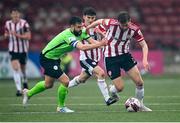 3 May 2021; Will Patching of Derry City in action against David Webster of Finn Harps during the SSE Airtricity League Premier Division match between Derry City and Finn Harps at Ryan McBride Brandywell Stadium in Derry. Photo by Stephen McCarthy/Sportsfile
