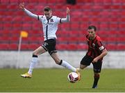 3 May 2021; Daniel Kelly of Dundalk in action against Karl Chambers of Longford Town during the SSE Airtricity League Premier Division match between Longford Town and Dundalk at Bishopsgate in Longford. Photo by Ramsey Cardy/Sportsfile