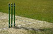 1 May 2021; A general view of a wicket before the Inter-Provincial Cup 2021 match between Leinster Lightning and North West Warriors at Pembroke Cricket Club in Dublin. Photo by Brendan Moran/Sportsfile
