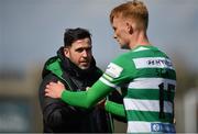 3 May 2021; Shamrock Rovers manager Stephen Bradley and Liam Scales following their side's victory in the SSE Airtricity League Premier Division match between Shamrock Rovers and Waterford at Tallaght Stadium in Dublin. Photo by Seb Daly/Sportsfile