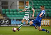 3 May 2021; Rory Gaffney of Shamrock Rovers in action against Cameron Evans of Waterford during the SSE Airtricity League Premier Division match between Shamrock Rovers and Waterford at Tallaght Stadium in Dublin. Photo by Seb Daly/Sportsfile