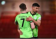 3 May 2021; Adam Foley, right, and Karl O'Sullivan of Finn Harps following the SSE Airtricity League Premier Division match between Derry City and Finn Harps at the Ryan McBride Brandywell Stadium in Derry. Photo by Stephen McCarthy/Sportsfile