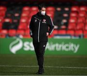 3 May 2021; Derry City manager Ruaidhri Higgins before the SSE Airtricity League Premier Division match between Derry City and Finn Harps at the Ryan McBride Brandywell Stadium in Derry. Photo by Stephen McCarthy/Sportsfile