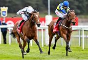 6 May 2021; Japan, with Ryan Moore up, left, on their way to winning the The tote+ Pays You More At tote.co.uk Ormonde Stakes ahead of Trueshan, with Hollie Doyle up at Chester Racecourse, England. Photo by Hugh Routledge/Sportsfile