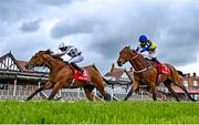 6 May 2021; Japan, with Ryan Moore up, left, on their way to winning the The tote+ Pays You More At tote.co.uk Ormonde Stakes ahead of Trueshan, with Hollie Doyle up at Chester Racecourse, England. Photo by Hugh Routledge/Sportsfile