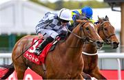 6 May 2021; Japan, with Ryan Moore up, left, on their way to winning the The tote+ Pays You More At tote.co.uk Ormonde Stakes ahead of Trueshan, with Hollie Doyle up at Chester Racecourse, England. Photo by Hugh Routledge/Sportsfile