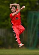 6 May 2021; Curtis Campher of Munster Reds bowls during the Cricket Ireland InterProvincial Cup 2021 match between North West Warriors and Munster Reds at Eglinton Cricket Club in Derry. Photo by Stephen McCarthy/Sportsfile