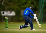 6 May 2021; Stuart Thompson of North West Warriors hits a six during the Cricket Ireland InterProvincial Cup 2021 match between North West Warriors and Munster Reds at Eglinton Cricket Club in Derry. Photo by Stephen McCarthy/Sportsfile