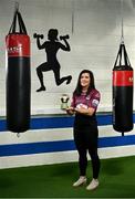 11 May 2021; Rachel Kearns of Galway WFC is presented with her SSE Airtricity Women’s National League Player of the Month Award for April 2021 at North West Fitness Academy in Crossmolina, Mayo. Photo by Harry Murphy/Sportsfile
