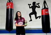 11 May 2021; Rachel Kearns of Galway WFC is presented with her SSE Airtricity Women’s National League Player of the Month Award for April 2021 at North West Fitness Academy in Crossmolina, Mayo. Photo by Harry Murphy/Sportsfile