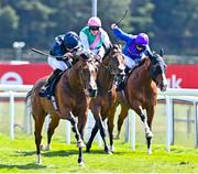 7 May 2021; Armory, with Ryan Moore up, left, races clear of,  Palavecino, with Martin Dwyer up, right, who finished third, and Sangarius, with Richard Kingscote up, who finshed second, on their way to winning The Melodi Media Huxley Stakes at Chester Racecourse, England. Photo by Hugh Routledge/Sportsfile