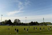 7 May 2021; Cabinteely players warm up before the SSE Airtricity League First Division match between Cabinteely and Cobh Ramblers at Stradbrook Park in Blackrock, Dublin.  Photo by Eóin Noonan/Sportsfile
