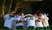 7 May 2021; Cabinteely players huddle before the SSE Airtricity League First Division match between Cabinteely and Cobh Ramblers at Stradbrook Park in Blackrock, Dublin.  Photo by Eóin Noonan/Sportsfile