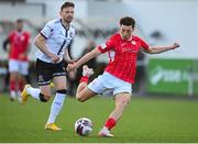 7 May 2021; Jordan Gibson of Sligo Rovers shoots to score his side's first goal during the SSE Airtricity League Premier Division match between Dundalk and Sligo Rovers at Oriel Park in Dundalk, Louth. Photo by Stephen McCarthy/Sportsfile