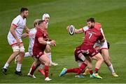 7 May 2021; Stuart McCloskey of Ulster is tackled by Peter O'Mahony, left, and Chris Cloete of Munster during the Guinness PRO14 Rainbow Cup match between Munster and Ulster at Thomond Park in Limerick. Photo by Ramsey Cardy/Sportsfile