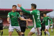 7 May 2021; Darragh Crowley of Cork City, left, celebrates with team-mate Jack Walsh after scoring his side's second goal during the SSE Airtricity League First Division match between Cork City and Wexford at Turners Cross in Cork. Photo by Michael P Ryan/Sportsfile