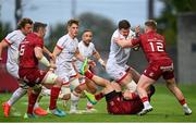 7 May 2021; Jacob Stockdale of Ulster is tackled by Rory Scannell of Munster during the Guinness PRO14 Rainbow Cup match between Munster and Ulster at Thomond Park in Limerick. Photo by Ramsey Cardy/Sportsfile