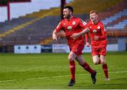 7 May 2021; Ryan Brennan of Shelbourne celebrates after scoring his side's first goal during the SSE Airtricity League First Division match between Shelbourne and Athlone Town at Tolka Park in Dublin.  Photo by Harry Murphy/Sportsfile