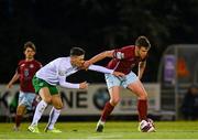 7 May 2021; Jake Hegarty of Cobh Ramblers in action against Luke McWilliams of Cabinteely during the SSE Airtricity League First Division match between Cabinteely and Cobh Ramblers at Stradbrook Park in Blackrock, Dublin.  Photo by Eóin Noonan/Sportsfile