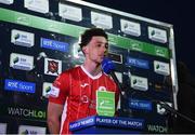 7 May 2021; Jordan Gibson of Sligo Rovers receives the SSE Airtricity Man of the Match award after the SSE Airtricity League Premier Division match between Dundalk and Sligo Rovers at Oriel Park in Dundalk, Louth. Photo by Ben McShane/Sportsfile