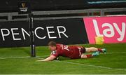7 May 2021; Andrew Conway of Munster scores his side's seventh try during the Guinness PRO14 Rainbow Cup match between Munster and Ulster at Thomond Park in Limerick. Photo by Ramsey Cardy/Sportsfile