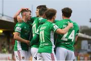 7 May 2021; Darragh Crowley of Cork City, left, celebrates with team-mates after scoring his side's second goal during the SSE Airtricity League First Division match between Cork City and Wexford at Turners Cross in Cork. Photo by Michael P Ryan/Sportsfile