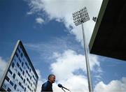 8 May 2021; Tipperary manager Liam Sheedy speaks to RTÉ during a pre-match interview before the Allianz Hurling League Division 1 Group A Round 1 match between Limerick and Tipperary at LIT Gaelic Grounds in Limerick. Photo by Stephen McCarthy/Sportsfile