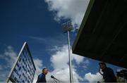 8 May 2021; Tipperary manager Liam Sheedy speaks to Damien Lawlor of RTÉ during a pre-match interview before the Allianz Hurling League Division 1 Group A Round 1 match between Limerick and Tipperary at LIT Gaelic Grounds in Limerick. Photo by Stephen McCarthy/Sportsfile