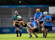 8 May 2021; Padraig Walsh of Kilkenny is fouled by Conor Burke of Dublin, second from left, during the Allianz Hurling League Division 1 Group B Round 1 match between Dublin and Kilkenny at Parnell Park in Dublin. Photo by Piaras Ó Mídheach/Sportsfile