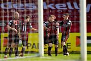 8 May 2021; Ross Tierney of Bohemians, second from right, is congratulated by team-mates after scoring their side's first goal during the SSE Airtricity League Premier Division match between Bohemians and Finn Harps at Dalymount Park in Dublin. Photo by Seb Daly/Sportsfile