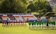 8 May 2021; Players observe a minutes silence for the late Alan Keely before the SSE Airtricity League Premier Division match between St Patrick's Athletic and Shamrock Rovers at Richmond Park in Dublin. Photo by Harry Murphy/Sportsfile