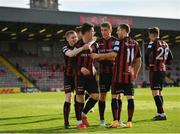 8 May 2021; Ali Coote of Bohemians, second from left, is congratulated by team-mates after scoring their side's second goal during the SSE Airtricity League Premier Division match between Bohemians and Finn Harps at Dalymount Park in Dublin. Photo by Seb Daly/Sportsfile