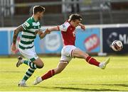 8 May 2021; Matty Smith of St Patrick's Athletic in action against Lee Grace of Shamrock Rovers during the SSE Airtricity League Premier Division match between St Patrick's Athletic and Shamrock Rovers at Richmond Park in Dublin. Photo by Harry Murphy/Sportsfile