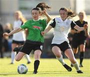 8 May 2021; Sadhbh Doyle of Peamount United in action against Melissa O'Kane of Athlone Town during the SSE Airtricity Women's National League match between Peamount United and Athlone Town at PLR Park in Greenogue, Dublin. Photo by Matt Browne/Sportsfile