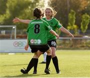 8 May 2021; Sadhbh Doyle, left, of Peamount United celebrates after scoring her side's first goal with team-mate Eleanor Ryan-Doyle during the SSE Airtricity Women's National League match between Peamount United and Athlone Town at PLR Park in Greenogue, Dublin. Photo by Matt Browne/Sportsfile