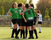 8 May 2021; Sadhbh Doyle, 8, of Peamount United is congratulated by her team-mates after scoring her side's first goal during the SSE Airtricity Women's National League match between Peamount United and Athlone Town at PLR Park in Greenogue, Dublin. Photo by Matt Browne/Sportsfile