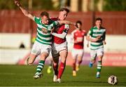 8 May 2021; Chris Forrester of St Patrick's Athletic is tackled by Sean Hoare of Shamrock Rovers during the SSE Airtricity League Premier Division match between St Patrick's Athletic and Shamrock Rovers at Richmond Park in Dublin. Photo by Eóin Noonan/Sportsfile